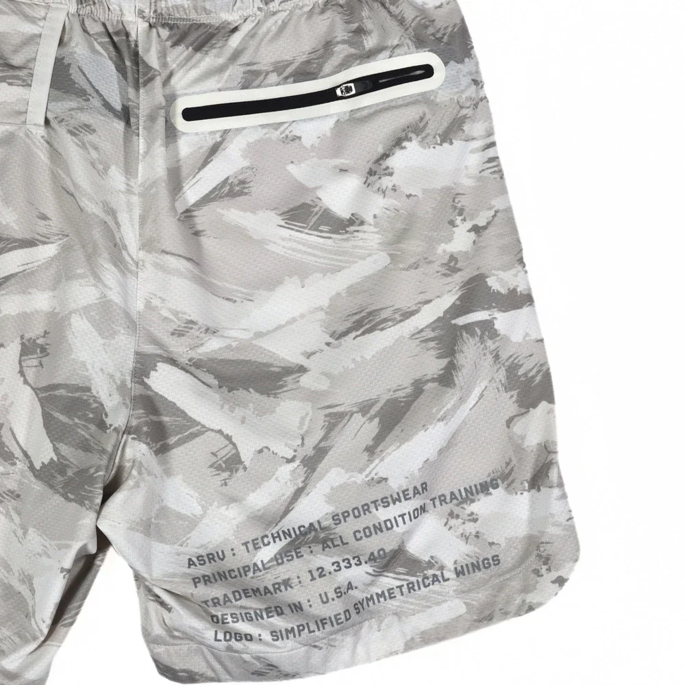 ASRV Silver-Lite Training Shorts Mens Small Grey Camo Athletic Gym Workout